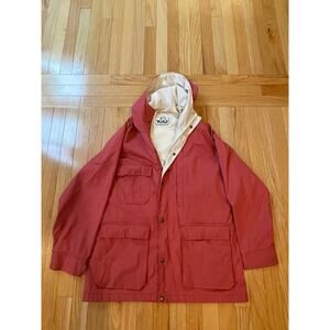 Vintage Woolrich Hooded Anorak: Red Lined Parka, Women's 1980's 1990's, pockets